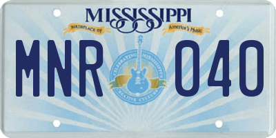 MS license plate MNR040