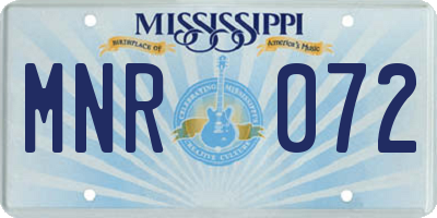MS license plate MNR072
