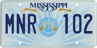 MS license plate MNR102
