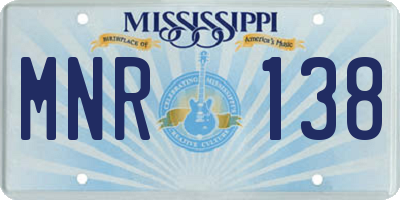 MS license plate MNR138