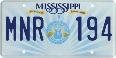 MS license plate MNR194