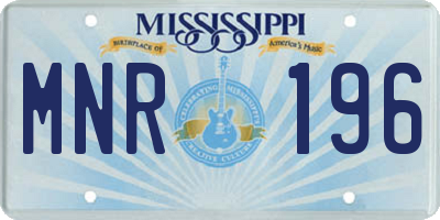 MS license plate MNR196