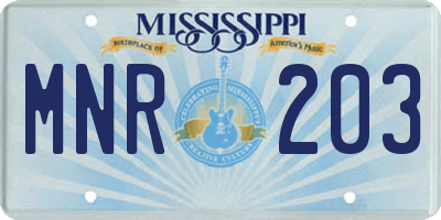 MS license plate MNR203