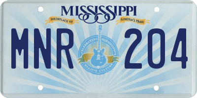 MS license plate MNR204