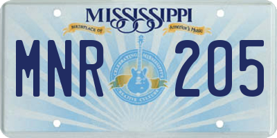 MS license plate MNR205