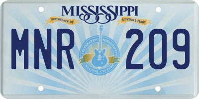 MS license plate MNR209