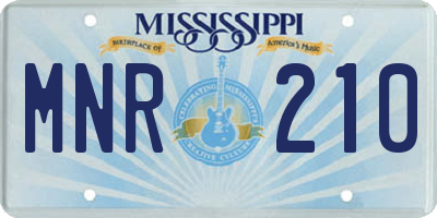 MS license plate MNR210