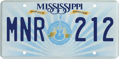 MS license plate MNR212