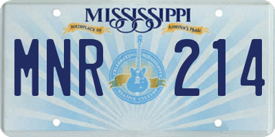 MS license plate MNR214