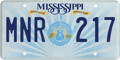 MS license plate MNR217