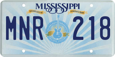 MS license plate MNR218