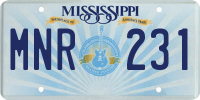 MS license plate MNR231