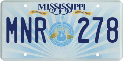MS license plate MNR278