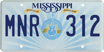 MS license plate MNR312