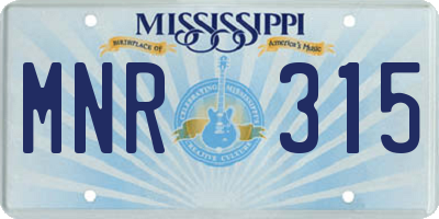 MS license plate MNR315