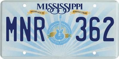 MS license plate MNR362
