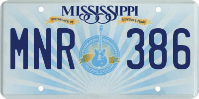 MS license plate MNR386