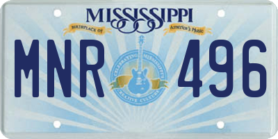 MS license plate MNR496