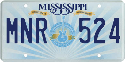 MS license plate MNR524