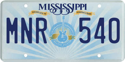 MS license plate MNR540