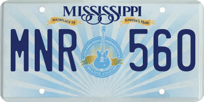 MS license plate MNR560