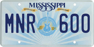 MS license plate MNR600