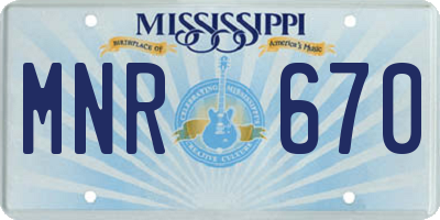 MS license plate MNR670