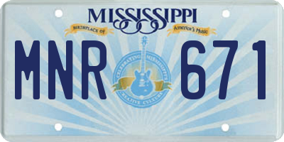 MS license plate MNR671