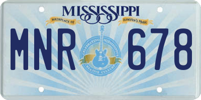MS license plate MNR678