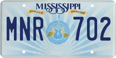 MS license plate MNR702