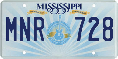 MS license plate MNR728
