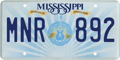 MS license plate MNR892