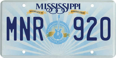 MS license plate MNR920
