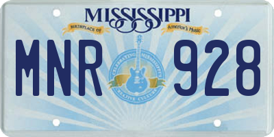 MS license plate MNR928
