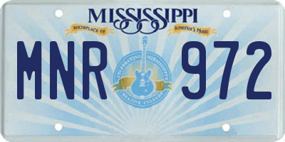 MS license plate MNR972