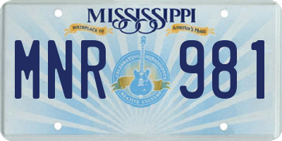 MS license plate MNR981