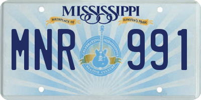 MS license plate MNR991