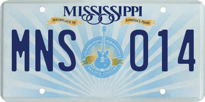 MS license plate MNS014