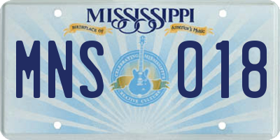 MS license plate MNS018