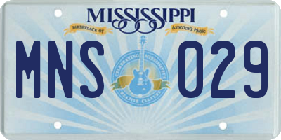 MS license plate MNS029