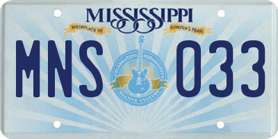MS license plate MNS033