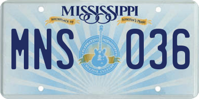MS license plate MNS036