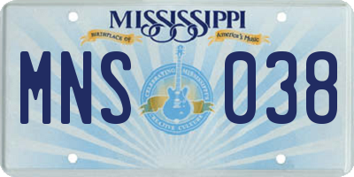 MS license plate MNS038