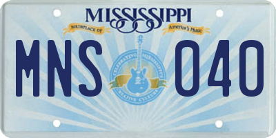 MS license plate MNS040