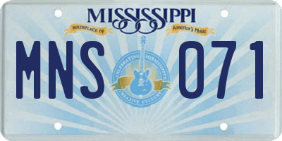 MS license plate MNS071