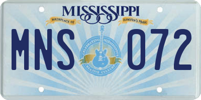 MS license plate MNS072