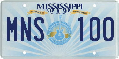 MS license plate MNS100