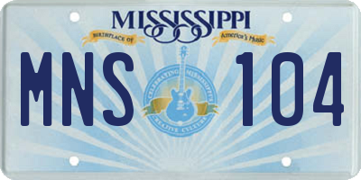 MS license plate MNS104