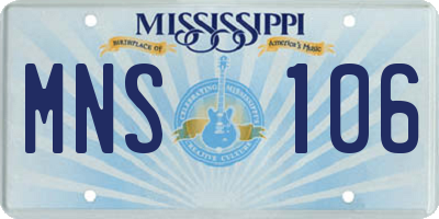 MS license plate MNS106
