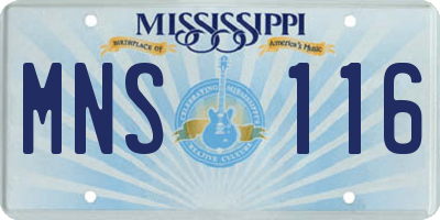 MS license plate MNS116